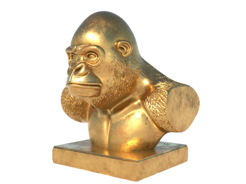 Gorilla bust statue 3D Model