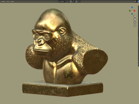 Gorilla bust statue 3D Model