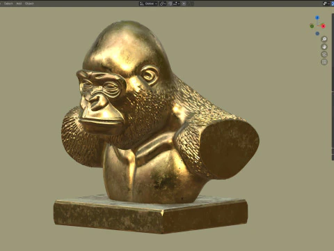 Gorilla bust statue 3D Model
