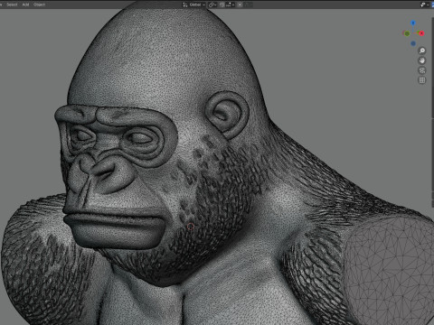 Gorilla bust statue 3D Model