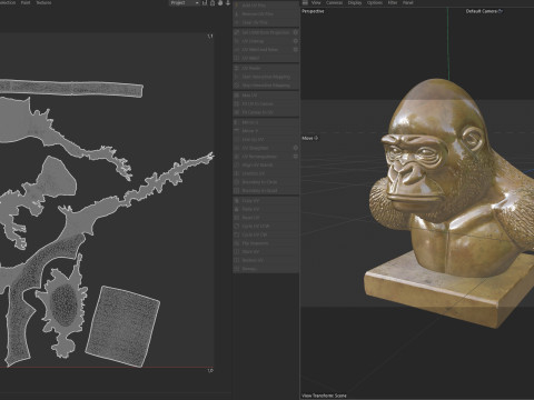 Gorilla bust statue 3D Model