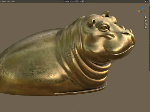 Hippo bust statue 3D Model
