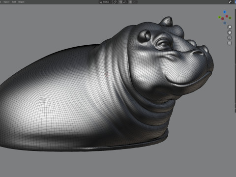 Hippo bust statue 3D Модель