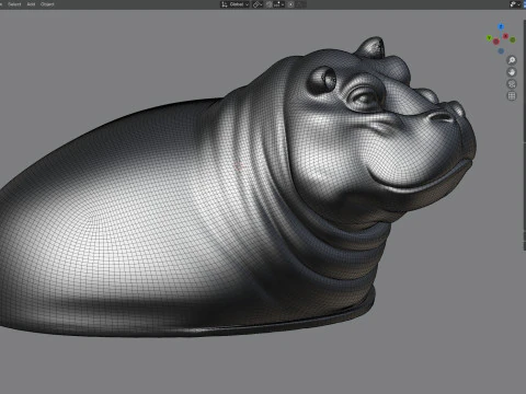 Hippo bust statue 3D Model