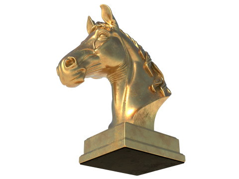Horse head bust statue Modèle 3D
