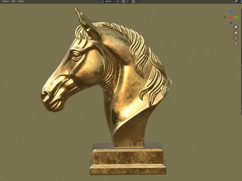 Horse head bust statue Modèle 3D