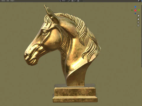 Horse head bust statue 3D Model