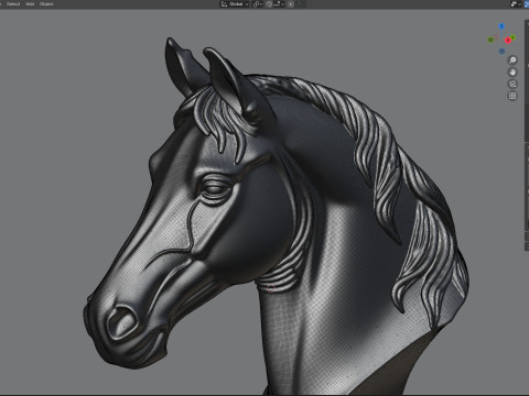 Horse head bust statue Modèle 3D