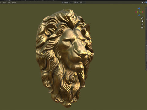 Lion head statue 3D Model
