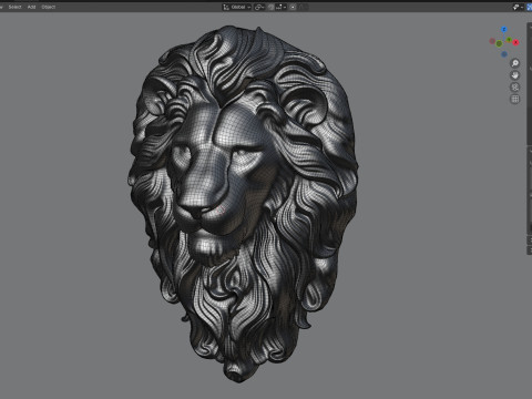Lion head statue 3D Model