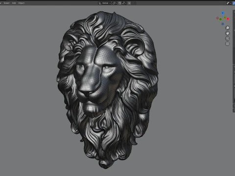 Estatua de cabeza de le&oacute;n Modelo 3D