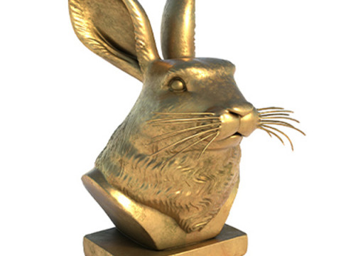 Rabbit head bsut statue 3D Model