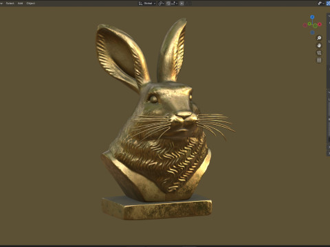 Rabbit head bsut statue Modèle 3D