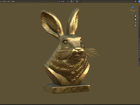 ウサギの頭の胸像 3Dモデル