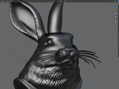 ウサギの頭の胸像 3Dモデル