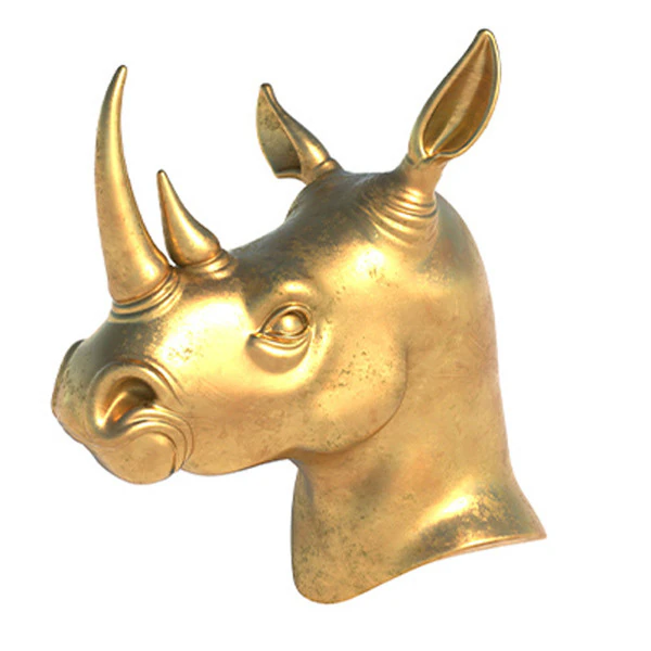 Rhino head bust statue 3D Model .c4d .max .obj .3ds .fbx .stl .blend