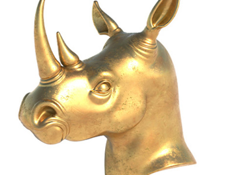 Rhino head bust statue Model 3D