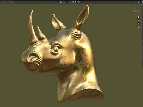 Rhino head bust statue 3D Model