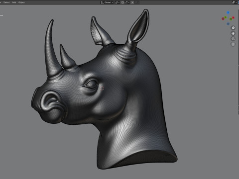 Rhino head bust statue 3Dモデル