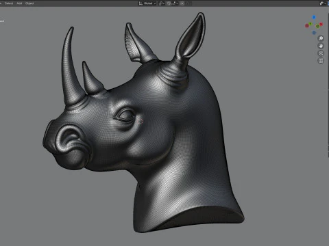 Rhino head bust statue 3D Model