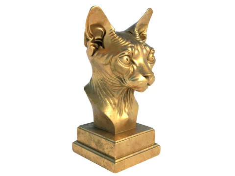 Sphynx cat head bust statue 3D Model