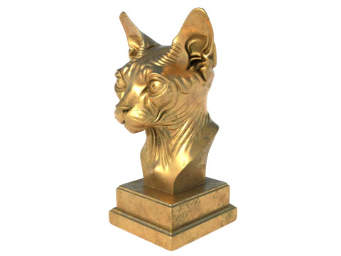 Sphynx cat head bust statue 3D Model