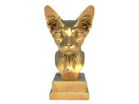 Sphynx cat head bust statue 3D Model