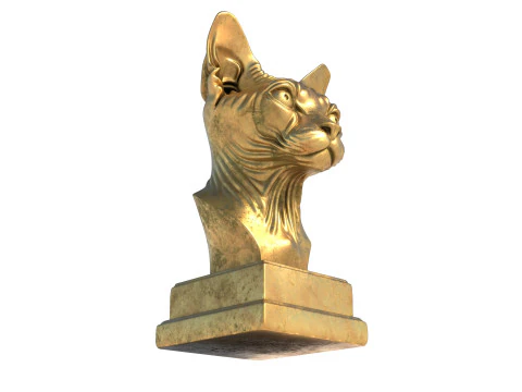Sphynx cat head bust statue 3D Model
