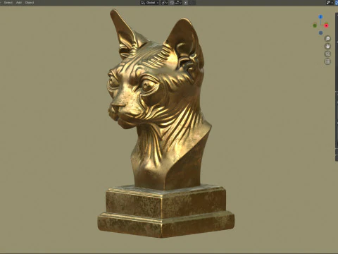 Sphynx cat head bust statue 3D Model