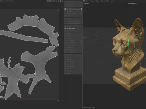 Sphynx cat head bust statue 3D Model