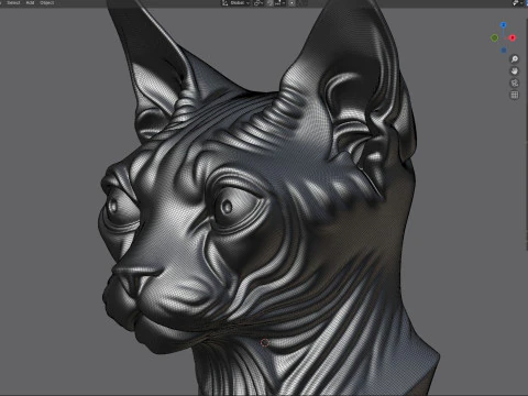 Sphynx cat head bust statue 3D Model