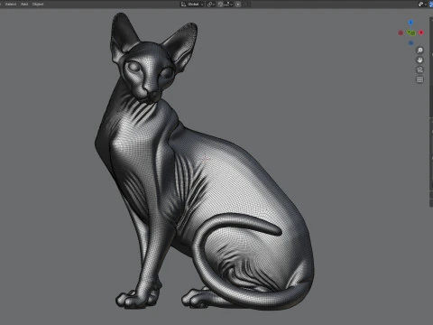 Sphynx cat statue statue 3D Model