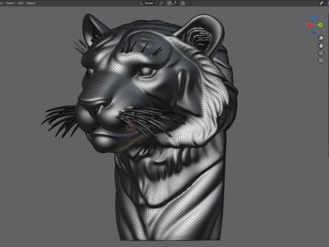 Tiger head statue 3D 模型