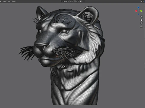Tiger head statue 3D Model