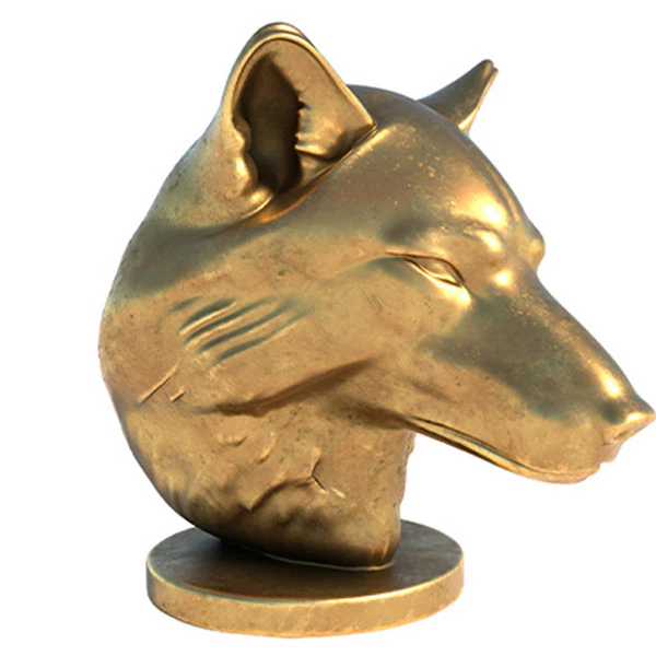 Wolfskopf-B&uuml;stenstatue 3D Modell .c4d .max .obj .3ds .fbx .stl .blend 