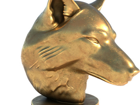 Wolf head bust statue Model 3D