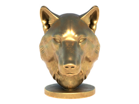 Wolf head bust statue 3D Model