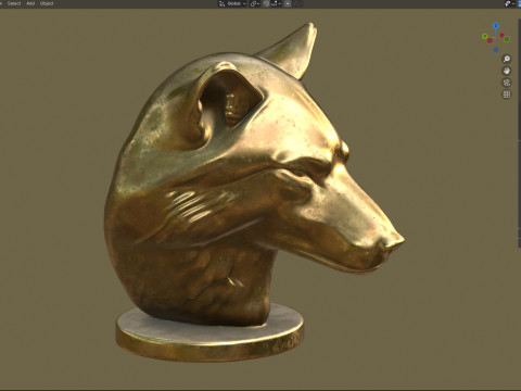 Wolf head bust statue 3D Model