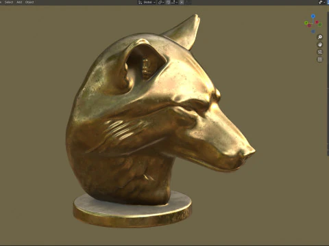 Wolfskopf-B&uuml;stenstatue 3D Modell