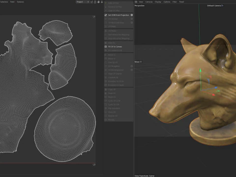 Wolfskopf-B&uuml;stenstatue 3D Modell