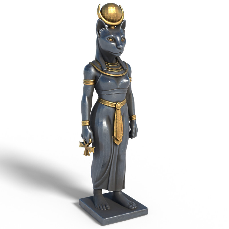 Egyptian Goddess Bastet 3D Model .c4d .max .obj .3ds .fbx .stl .blend 