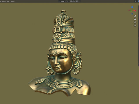 Asian goddesses Parvati bust Model 3D