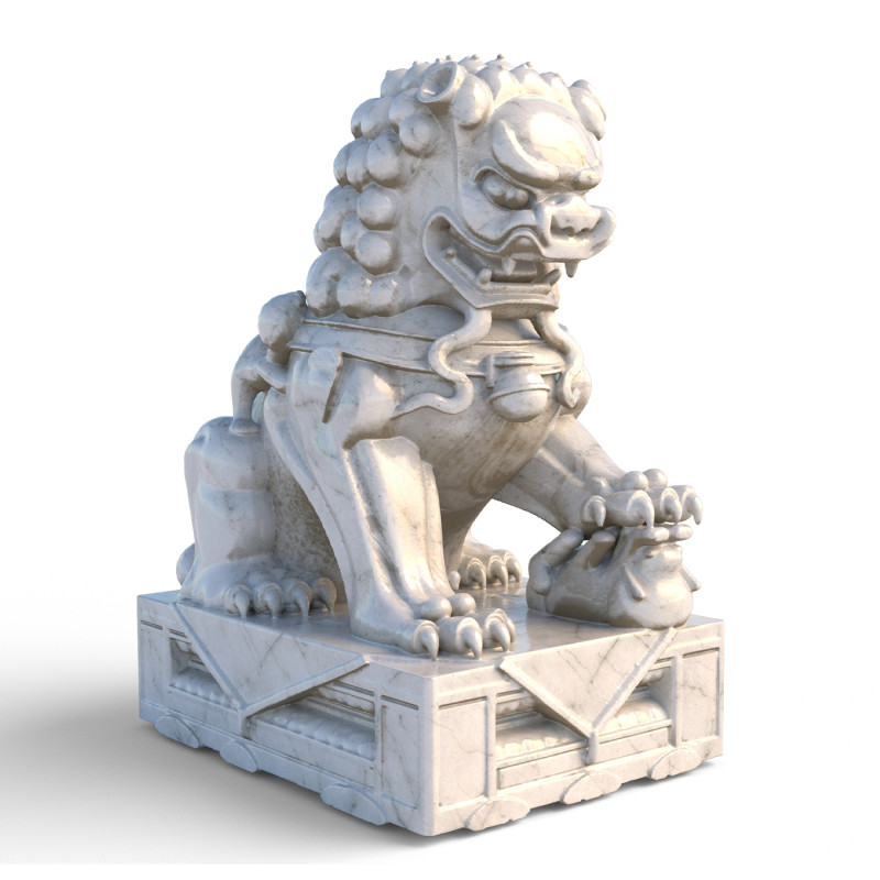 Chinese lion statue 3D Model .c4d .max .obj .3ds .fbx .stl .blend 