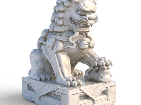 &Ccedil;in aslanı heykeli 3D Model