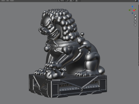 Chinese lion statue 3D Model