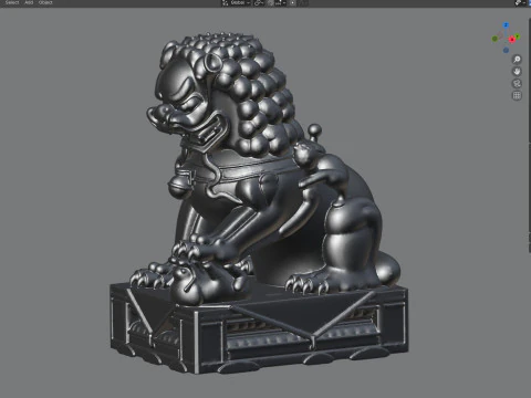 Chinese lion statue 3D Model