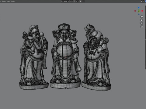 Fu Lu Shou 3D Modell