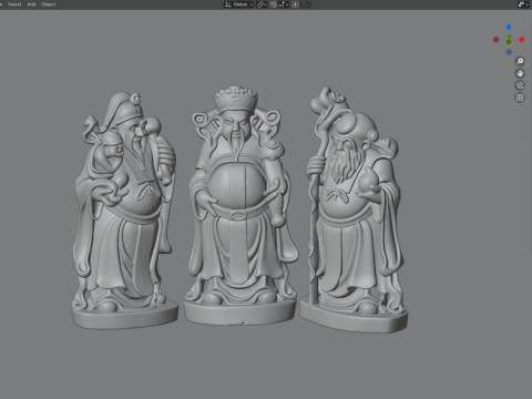 Fu Lu Shou 3D Modell