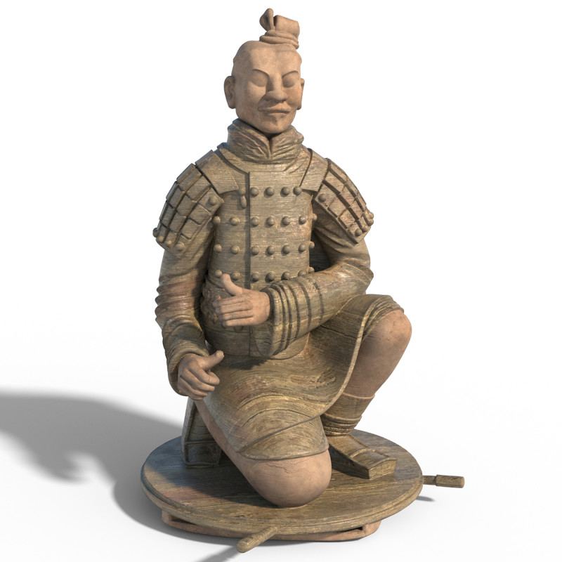 병마용 궁수 전사 동상 3D 모델 .c4d .max .obj .3ds .fbx .stl .blend 