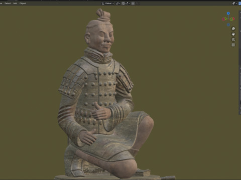 병마용 궁수 전사 동상 3D 모델